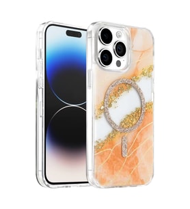 İphone 15 Lotus Simli Kapak - Turuncu
