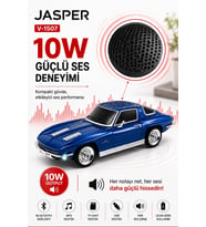 Jasper Jpr-1507 Mavi 10w Bluetooth Hoparlörlü Retro Araba Tasarım – Fm Radyo, Usb, Tf Kart, Aux Ve M