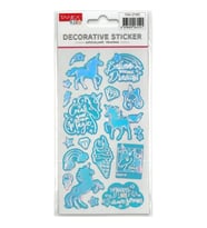 TANEX KIDS TNX-27105 DEKORATİF ETİKETLER - PUFFY PARLAK UNICORN SERİSİ STICKER