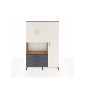 Arges Dolap 7 Raflı 3 Çekmeceli 3 Kapaklı 132x30x195 Çam-Aytaşı/Antrasit