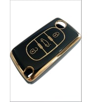 Peugeot 407 508 Citroen C4 C5 Uyumlu Kumanda Anahtar Kılıfı Oto Anahtarlık 3 Tuşlu SİYAH GOLD