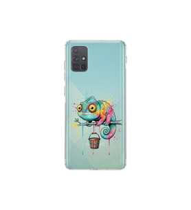 Samsung Galaxy A71 ile Uyumlu Splash Bukalemun Tasarımlı Şeffaf Silikon Kılıf