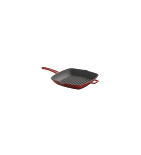 Lava Döküm Kare Izgara Tava Döküm Demir Metal Saplı 26x26 Kırmızı