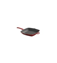 Lava Döküm Kare Izgara Tava Döküm Demir Metal Saplı 26x26 Kırmızı