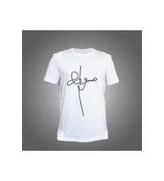 Unisex Beyaz Keman Figürlü T-Shirt (Baskılı)