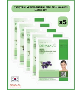 Dermal Yatıştırıcı & Nemlendirici Bitki Özlü Kolajen Maske 23gr. %100 Pamuk 5 Adet