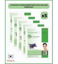 Dermal Yatıştırıcı & Nemlendirici Bitki Özlü Kolajen Maske 23gr. %100 Pamuk 5 Adet