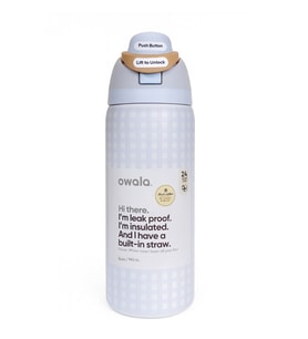 Owala 32 Oz Desenli FreeSip Kapaklı Vakumlu Spor & Outdoor Çelik Termos (Tatlı Gri)