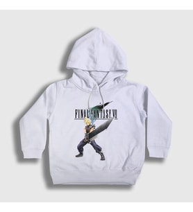 Presmono Unisex Çocuk Beyaz Cloud Strife Final Fantasy Vii Kapüşonlu Sweatshirt 434701tt