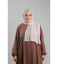 Pudra Pratik Hazır Geçmeli Tesettür Şal Örme Kumaş Sade 2118_06