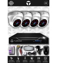 TURKNO 4 Kameralı Domia 4 İç Kamera Set HDD'siz Full HD Gece Görüşlü Güvenlik Kamerası Sistemi
