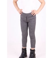 Toontoy Kız Çocuk Kare Desenli Beli Lastikli Eşofman Alt (Siyah)