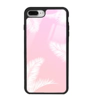 iPhone 8 Plus Uyumlu Beyaz Palmiye Tasarımlı Glossy Telefon Kılıfı