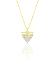 Gümüş altın yaldızlı zirkon taşlı fleur de lis (Zambak) kolye SGTL12679GOLD