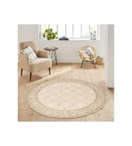 Eliana Home Baskılı, Yıkanabilir Kaymaz Taban Yuvarlak Halı LNA7154 120x120 cm (Bej)