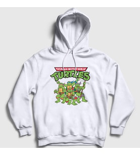 Presmono Unisex Beyaz Poster Teenage Mutant Ninja Turtles Kapüşonlu Sweatshirt 325983tt