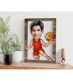 BK Gift Kişiye Özel Basketbolcu Karikatürlü 3D Ahşap Tablo, Sevgiliye Hediye, Arkadaşa Hediye, Yıl Dönümü Hediyesi, Doğum Günü Hediyesi-1