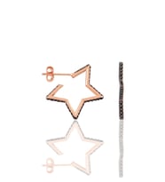 Gümüş rose siyah taşlı star küpe SGTL11859ROSESIYAH