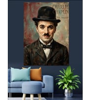Charlie Chaplin Klasik Sinema Portresi Dekoratif Kanvas - Mdf Ahşap Tablo