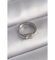 pilelistore 316L Çelik Gümüş Renk Kare Zirkon Taşlı Tragus Piercing - TJ-PR1309