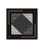Geometrik Desen Gold Seri Twill Eşarp Eşarp Askısı ile Birlikte 90x90 cm Siyah K