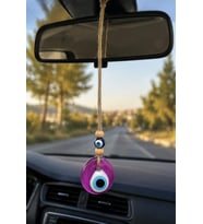 Nazar Boncuğu Dikiz Aynası Süsü Pembe Renkli 4 cm Duvar Süsü El Yapımı Cam Kapı Süsü