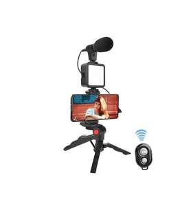 Çok Fonksiyonlu Vlog Selfie Çubuğu ve Tripod 5'li LED Işık Mikrofonlu