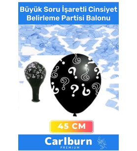 Siyah Büyük Soru İşaretli Cinsiyet Belirleme Partisi 45cm Balonu Kız Erkek Çocuk Baby Shower Süs