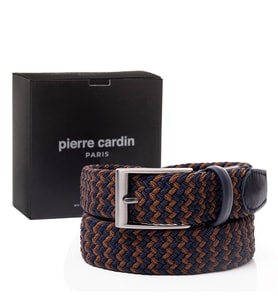 Pierre Cardin Örgü Erkek Kemer (En 3,5 cm) PC1745 (Lacivert-Kahverengi)