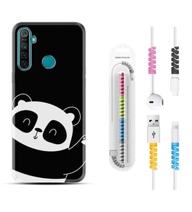 Realme 5i 5 Pro 6i 7 Pro 8 Kılıf Kablo Koruma Spiral Silikon Bay Bay Panda 1784