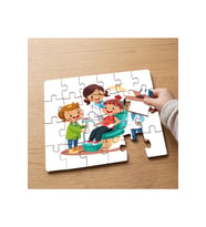 Dişçide Mutlu Çocuklar Tasarımlı 24 Parça Ahşap Çocuk Puzzle MPK0797