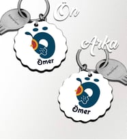 Kişiye Özel Ö Harfi Hayvanlar Tasarım HDF Dalgalı Anahtarlık (Beyaz)