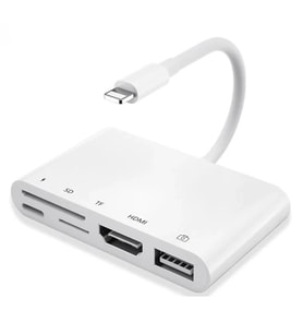 Ally 5in1 Lightning HDMI Dijital Av Adaptör+ Otg USB Hub Kamera TF SD Okuyucu-(5775)