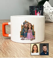 Kişiye Özel Karikatürlü Osmanlı Padişahı ve Sultanı Sevgiliye Hediye Lüks Fincan Sevgililer Günü Hediyesi