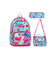 Dream Flamingo Okul Çantası + Termal Beslenme + Kalemlik Leylek Çanta İlkokul Çantası Sırt Çanta (Çok Renkli)