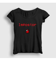 Presmono Kadın Siyah Impostor Among Us T-Shirt 77709tt