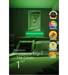 Şerit LED Çok Renkli Led Abajur Yapışkanlı 1 Metre Her Alana Uygun Uzaktan Kumandalı Cgreen1