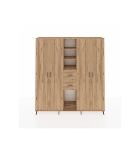 Hyperion Dolap 15 Raflı 2 Çekmeceli 4 Kapaklı 220x44x243 Çam-Çam/Çam