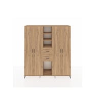 Hyperion Dolap 15 Raflı 2 Çekmeceli 4 Kapaklı 220x44x243 Çam-Çam/Çam