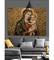 Bebekli Madonna İkonası Dekoratif Kanvas - Mdf Ahşap Tablo