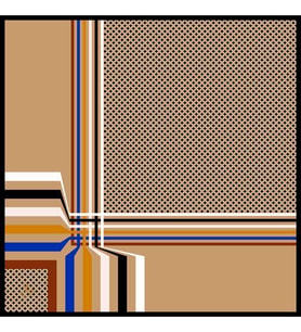 Geometrik Desen Black Seri Twill Eşarp Eşarp Askısı ile Birlikte 90x90 cm Vizon 