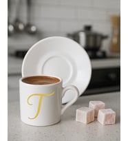 Türk Kahvesi, Espresso, Harf Fincan (Beyaz-Altın El Yazısı)