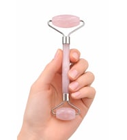 Pembe Kuvars Taşı Gümüş Face Roller Çift Taraflı Masaj Aleti