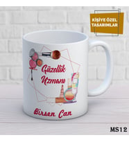 Kişiye Özel Meslek Temalı Kupa  İsimli & Fotoğraflı Premium Hediye Bardak  Güzellik Uzmanı