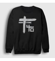 Presmono Unisex Beyaz Logo Rock Indochine Sweatshirt 539168tt (Siyah)