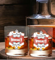 BK Gift Kişiye Özel İsimli DTF Premium Whiskey Tasarımlı İkili Viski Kadeh Seti-2, Arkadaşa Hediye, Sevgiliye Hediye