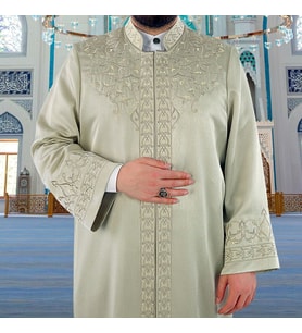 Lüks Fesebbih İmam Cübbesi Mint Yeşili
