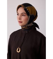 Geometrik Desen %100 Twill İpek Eşarp BE19
