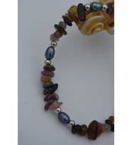 STONEAGE JEWELLERY Turmalin ve Siyah Arpa İncili Doğal Taş Bilekl (Altın / Dore)