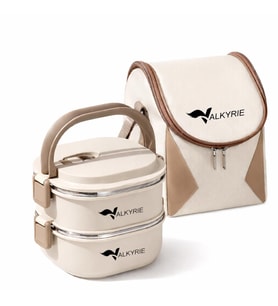 Valkyrie 2 Katlı Yemek Kabı 1400 ml – Termal Çantalı Lunch Box, 304 Paslanmaz Çelik, BPA İçermez